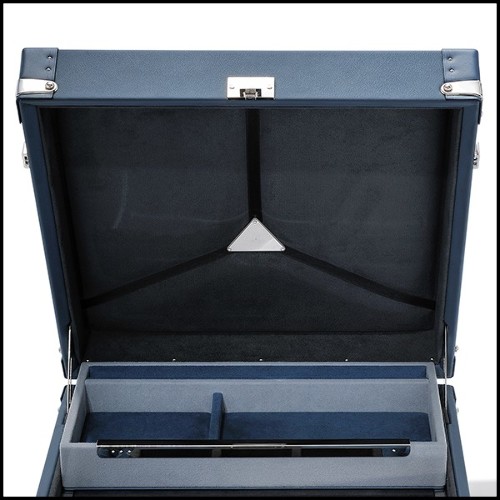 Mallette en cuir de vachette finition bleu 186-Luxury Watch Blue or Redwine