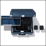 Mallette en cuir de vachette finition bleu 186-Luxury Watch Blue or Redwine