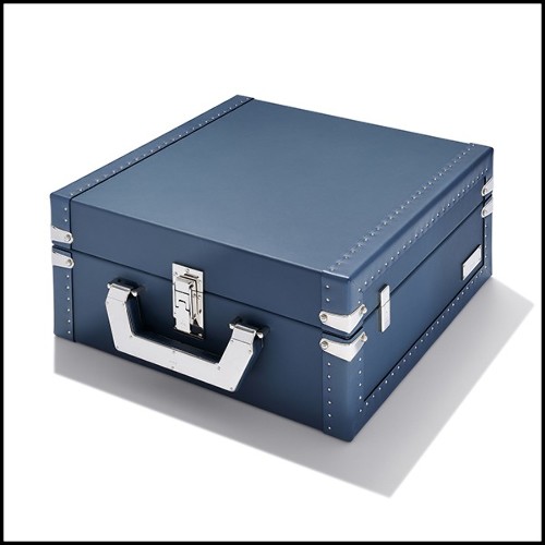 Mallette en cuir de vachette finition bleu 186-Luxury Watch Blue or Redwine