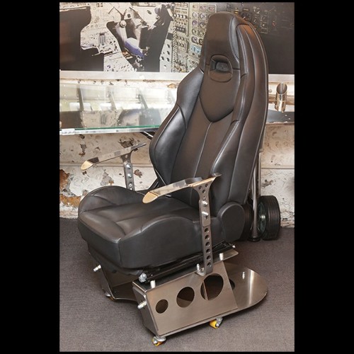 Armchair in polished solid stainless steel and seat in leather PC-Racing Pilot