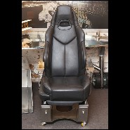 Armchair in polished solid stainless steel and seat in leather PC-Racing Pilot