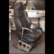 Armchair in polished solid stainless steel and seat in leather PC-Racing Pilot