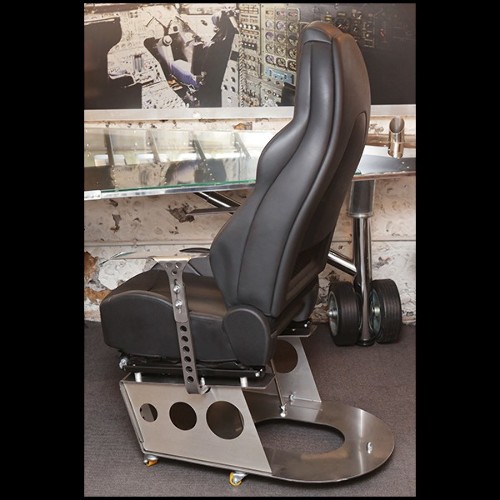 Armchair in polished solid stainless steel and seat in leather PC-Racing Pilot