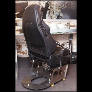 Armchair in polished solid stainless steel and seat in leather PC-Racing Pilot