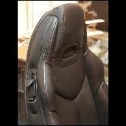 Armchair in polished solid stainless steel and seat in leather PC-Racing Pilot