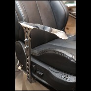 Armchair in polished solid stainless steel and seat in leather PC-Racing Pilot