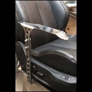 Fauteuil en acier inoxydable massif poli et siège en cuir PC-Racing Pilot