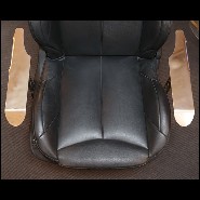Armchair in polished solid stainless steel and seat in leather PC-Racing Pilot