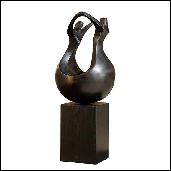 Sculpture in solid patinated bronze on black oak base 190-Unity Bronze