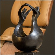 Sculpture in solid patinated bronze on black oak base 190-Unity Bronze