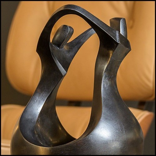 Sculpture en bronze massif patiné sur base en chêne noir 190-Unity Bronze