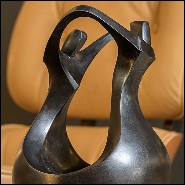 Sculpture in solid patinated bronze on black oak base 190-Unity Bronze