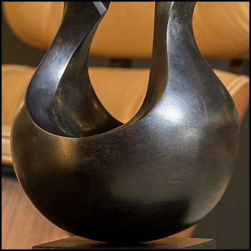 Sculpture in solid patinated bronze on black oak base 190-Unity Bronze