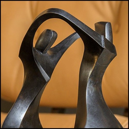 Sculpture en bronze massif patiné sur base en chêne noir 190-Unity Bronze