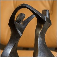 Sculpture en bronze massif patiné sur base en chêne noir 190-Unity Bronze