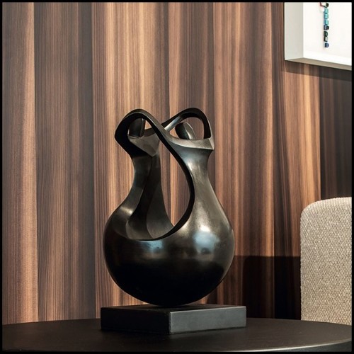 Sculpture en bronze massif patiné sur base en chêne noir 190-Unity Bronze