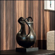 Sculpture in solid patinated bronze on black oak base 190-Unity Bronze