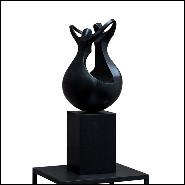 Sculpture en bronze massif patiné sur base en chêne noir 190-Unity Bronze