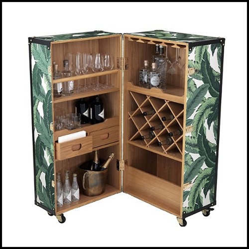 Wine Cabinet in wood in Mustique green finsh and details in gold finish 24-Martini Bianco