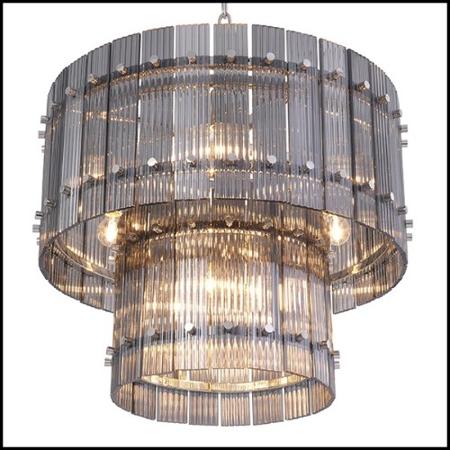 Chandelier in nickel finish and smoke glass 24-Ruby S