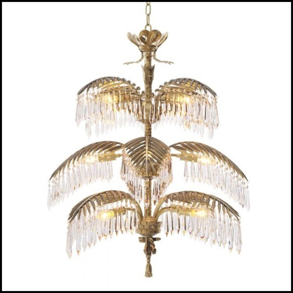 Chandelier in brass in vintage finish and crystal glass 24-Hildebrandt XL