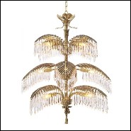 Chandelier en laiton finition vintage et verre cristal 24-Hildebrandt XL