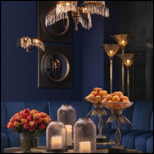 Chandelier en laiton finition vintage et verre cristal 24-Hildebrandt XL