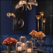 Chandelier en laiton finition vintage et verre cristal 24-Hildebrandt XL