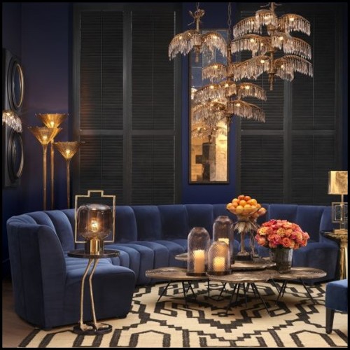 Chandelier in brass in vintage finish and crystal glass 24-Hildebrandt XL