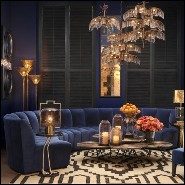 Chandelier in brass in vintage finish and crystal glass 24-Hildebrandt XL