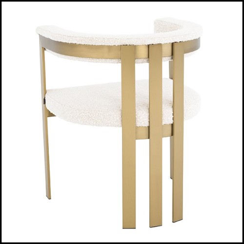 Chair in stainless steel in brushed brass finish with fabric in Bouclé Cream finish 24-Clubhouse Cream