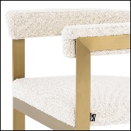 Chair in stainless steel in brushed brass finish with fabric in Bouclé Cream finish 24-Clubhouse Cream
