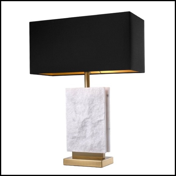 Table Lamp with base in brass in antique finish and leg in marble 24-Charleston
