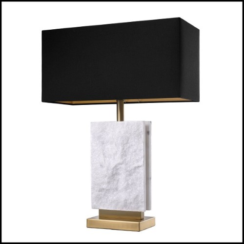 Table Lamp with base in brass in antique finish and leg in marble 24-Charleston