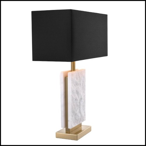 Table Lamp with base in brass in antique finish and leg in marble 24-Charleston