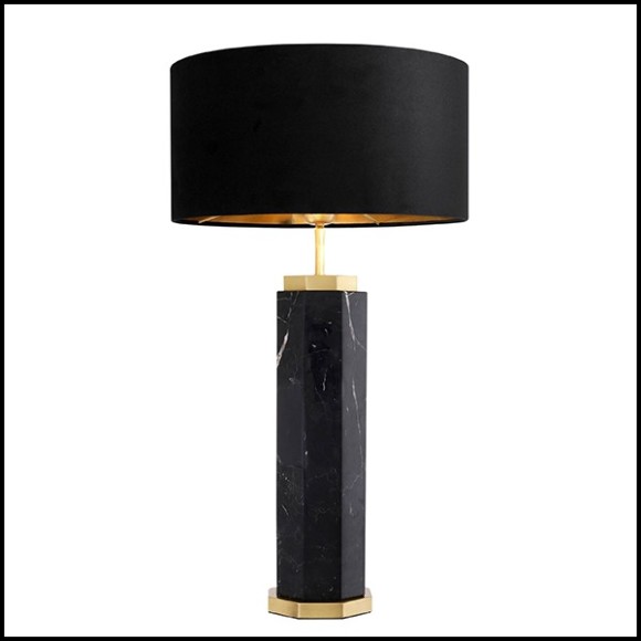 Lampe en marbre avec base en laiton finition antique et abat-jour noir 24-Newman Black