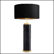 Lampe en marbre avec base en laiton finition antique et abat-jour noir 24-Newman Black