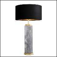 Lampe en marbre avec base en laiton finition antique et abat-jour noir 24-Newman Grey