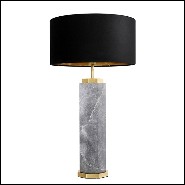 Lampe en marbre avec base en laiton finition antique et abat-jour noir 24-Newman Grey