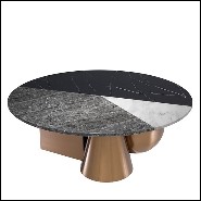 Table basse en acier inoxydable finition cuivre brossé et marbre résine 24-Tricolori