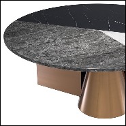 Table basse en acier inoxydable finition cuivre brossé et marbre résine 24-Tricolori