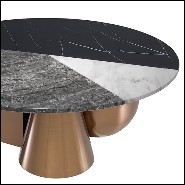 Table basse en acier inoxydable finition cuivre brossé et marbre résine 24-Tricolori