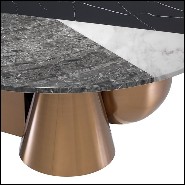Coffee Table in stainless steel in brushed copper finish and resin marble 24-Tricolori