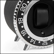 Watch Winder in blackened aluminium in nickel finish 185-Black Leather