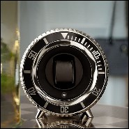 Watch Winder in blackened aluminium in nickel finish 185-Black Leather