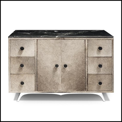 Sideboard in solid wood covered with buffalo skin 162-Buffalo