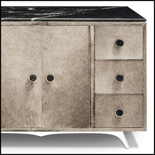 Sideboard in solid wood covered with buffalo skin 162-Buffalo
