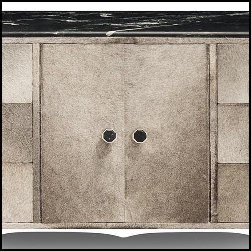 Sideboard in solid wood covered with buffalo skin 162-Buffalo