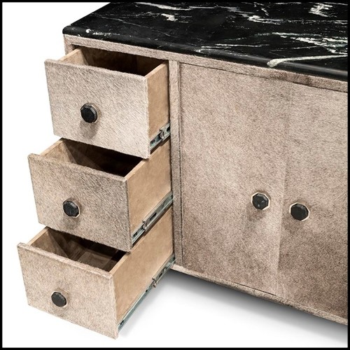 Sideboard in solid wood covered with buffalo skin 162-Buffalo