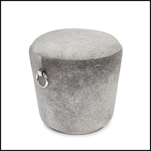 Stool in solid wood and covered with buffalo water skin 162-Buffalo